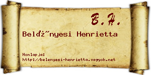 Belényesi Henrietta névjegykártya