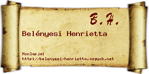 Belényesi Henrietta névjegykártya